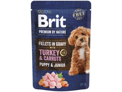 Brit Premium by Nature Fillets in Gravy with Turkey&Carrots kapsička pro štěňata a mladé psy  85g