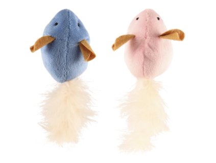 Huhubamboo hračka pro kočky 2 myšky s peřím