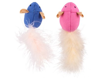 Huhubamboo hračka pro kočky 2 myšky s peřím