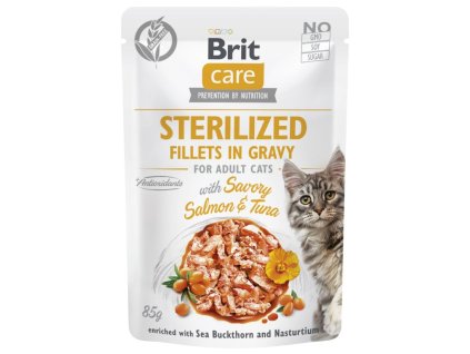Brit Care Cat Sterilized Fillets in Gravy with Savory Salmon&Tuna 85 g