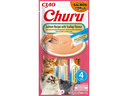 Churu Cat masové pyré – losos, škeble 4×14g