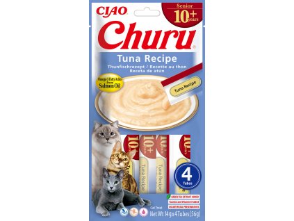 Churu Cat Senior masové pyré – tuňák 4×14g