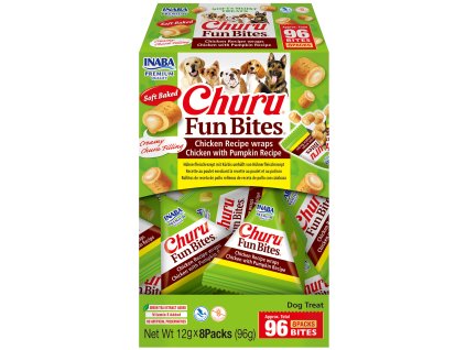 Churu Dog Fun Bites – kuřecí s náplní kuře s dýní 8x12g