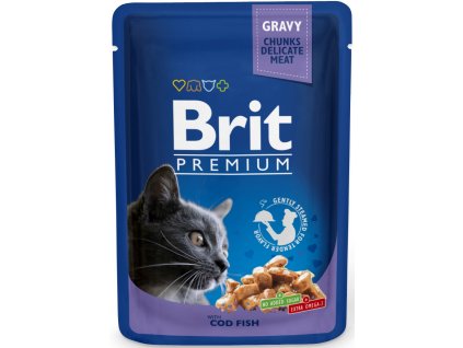 Kapsička Brit Cat Premium Pouches treska 100g