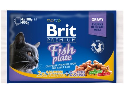 Kapsička Brit Cat Premium Pouches rybí variace 4x100g