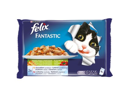 Kapsička Felix Fantastic mulstip. kuře a rajc.+hov.a mrkev 4x100g