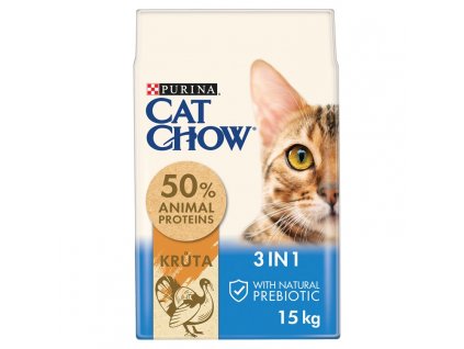 Purina Cat Chow 3 in1 s Naturium™ a s vysokým podílem krůty 15kg