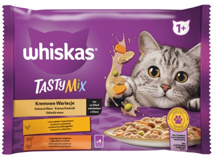 WHISKAS kapsička  Lahodné krmivo v krémové omáčce BONUS 4pack 85g