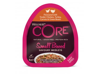 Wellness CORE Small Breed Savoury Medleys Flavoured with Tender Chicken, Turkey, Carrots & Green Beans 85g