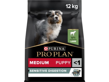 Purina Pro Plan Dog OptiDigest Medium Puppy Sensitive Digestion jehně 12kg