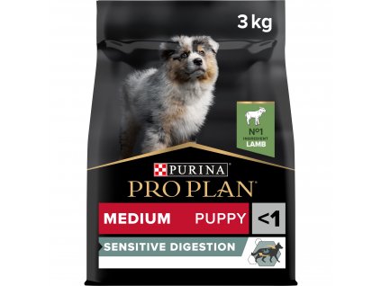 Purina Pro Plan Dog OptiDigest Medium Puppy Sensitive Digestion jehně 3kg (expirace: 1.5.2021)