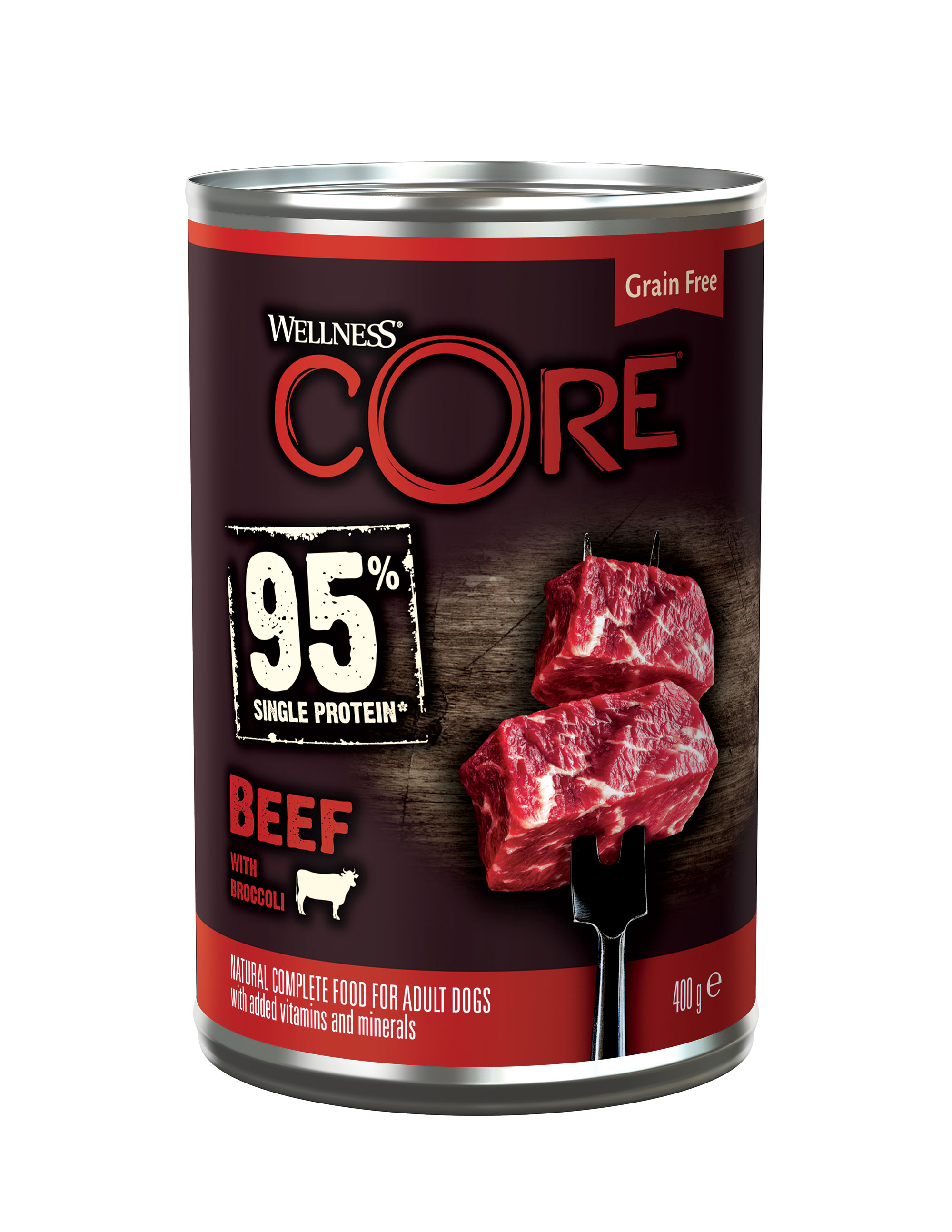Wellness Core Wellness Dog konzerva95% hovězí s brokolicí 400g
