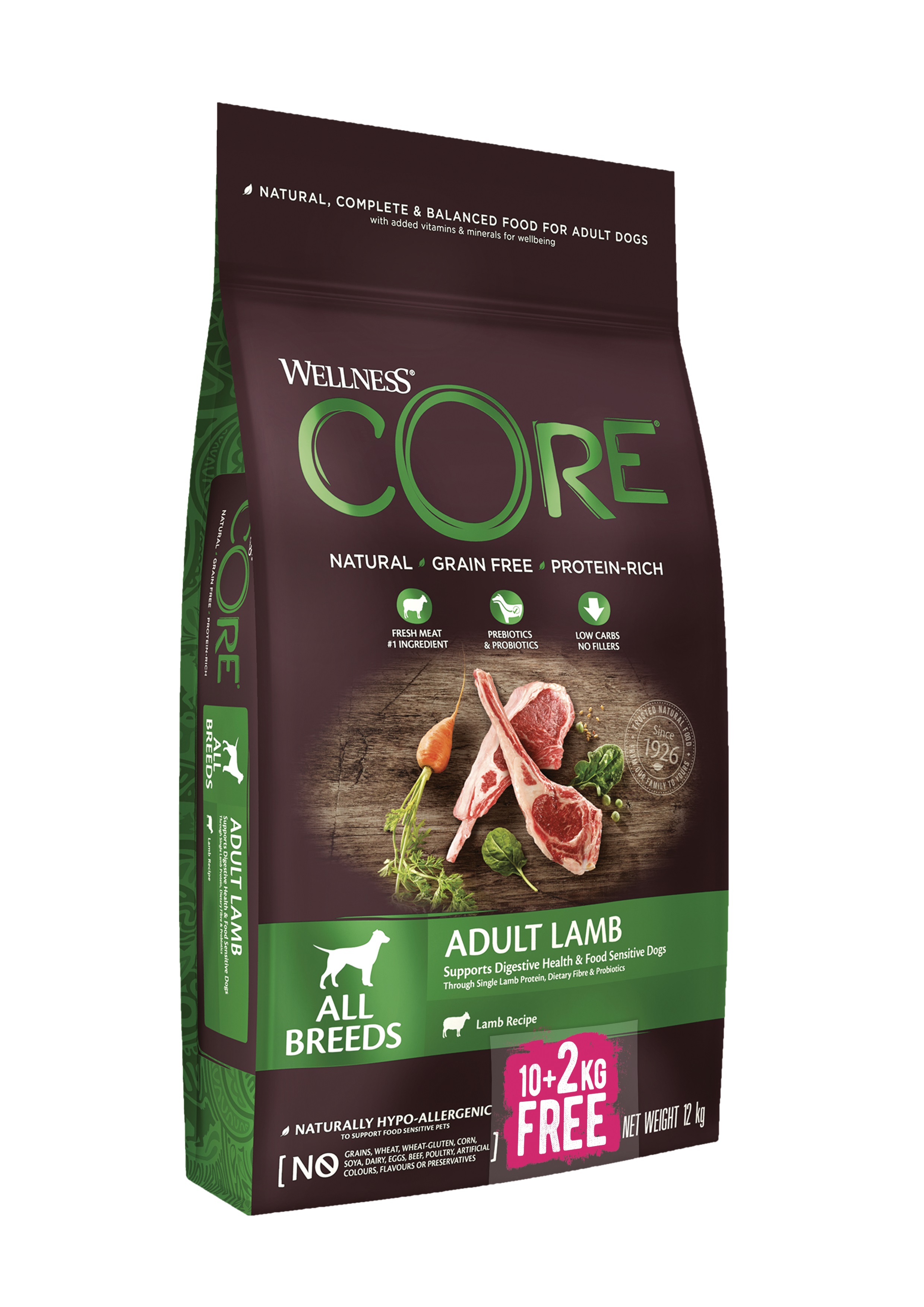 Wellness Core Dog jehnečí 10 + 2 kg