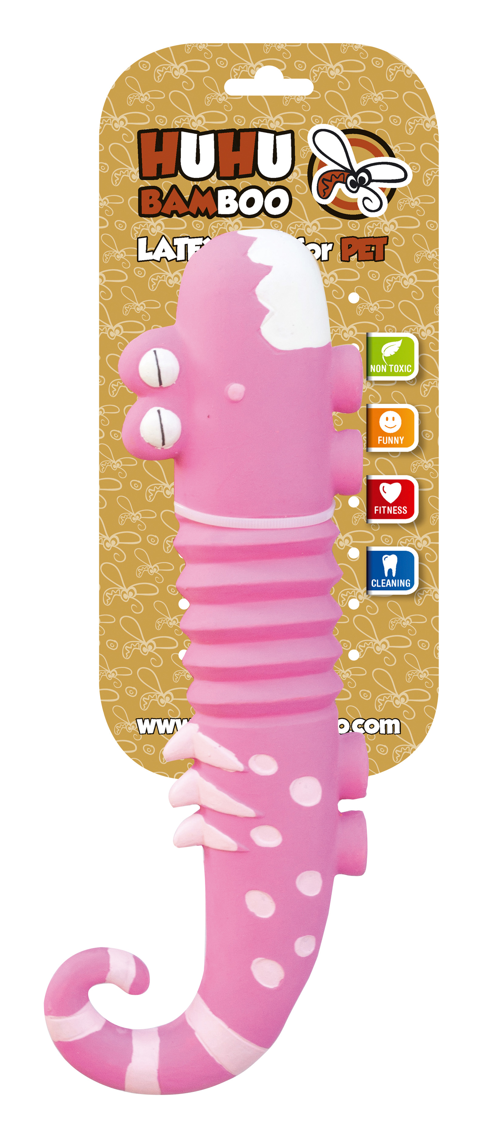 Hračka Huhubamboo latexový ještěr velký růžový 30 cm