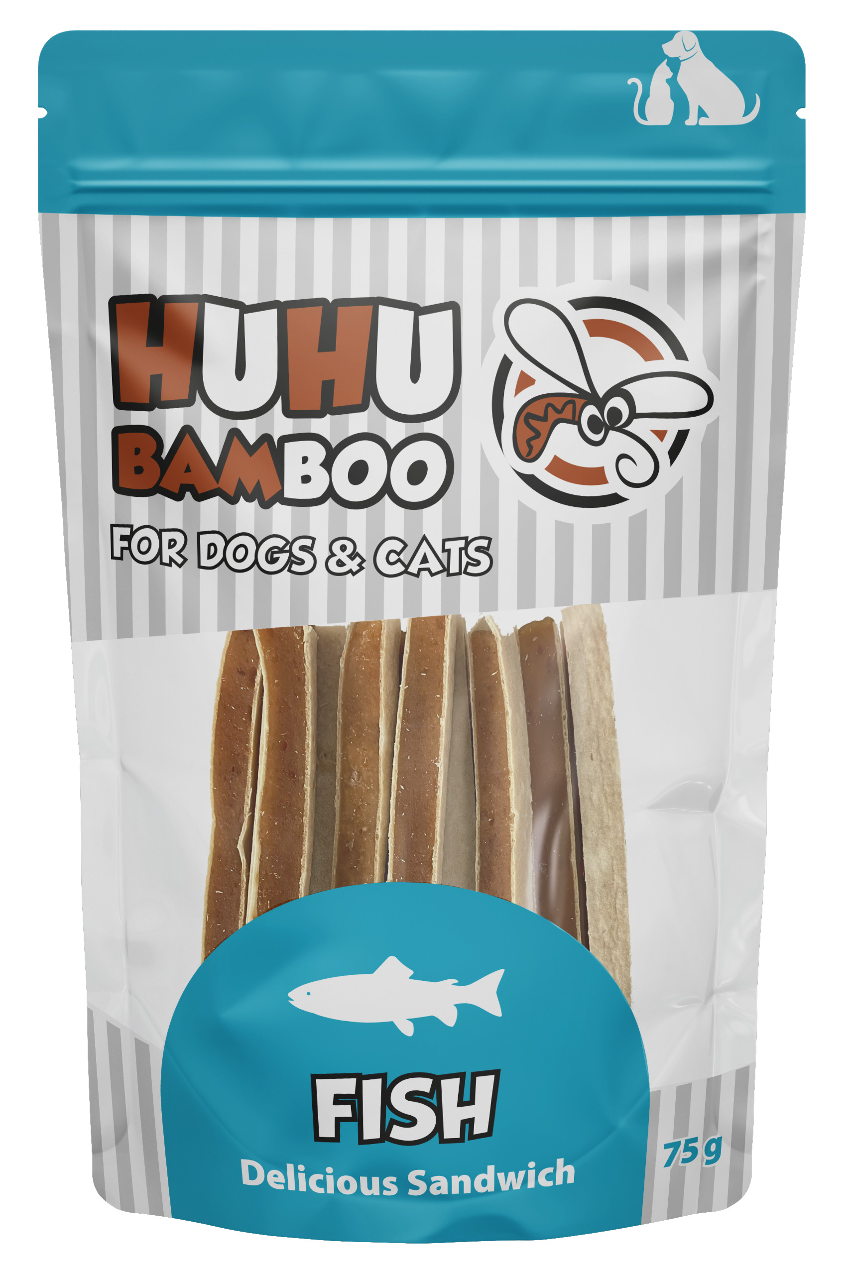 Huhubamboo Basic kuřecí rybí sandwich 75g