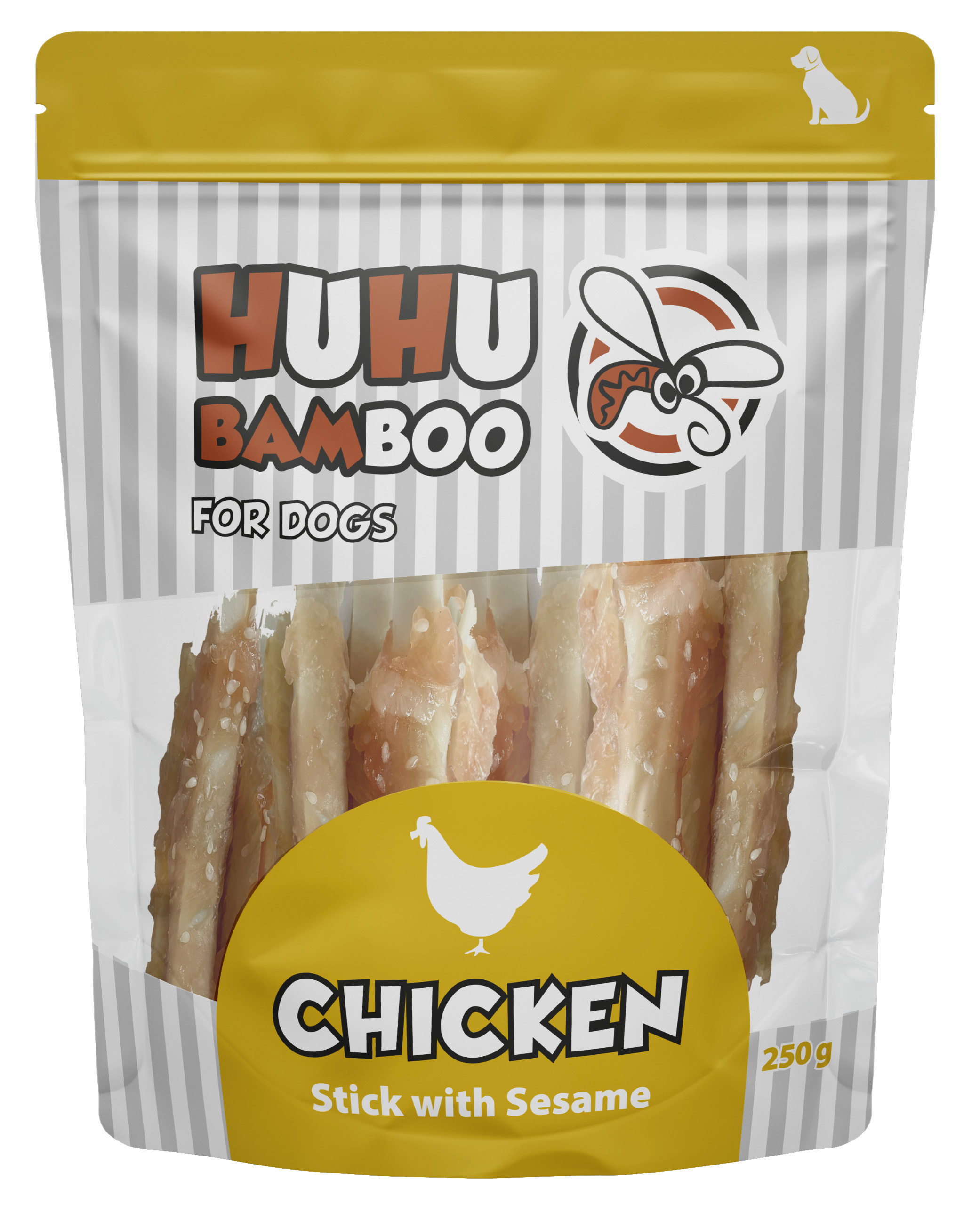 Huhubamboo HUHU Basic kuřecí maso se sezamem na rybí kůži 250g