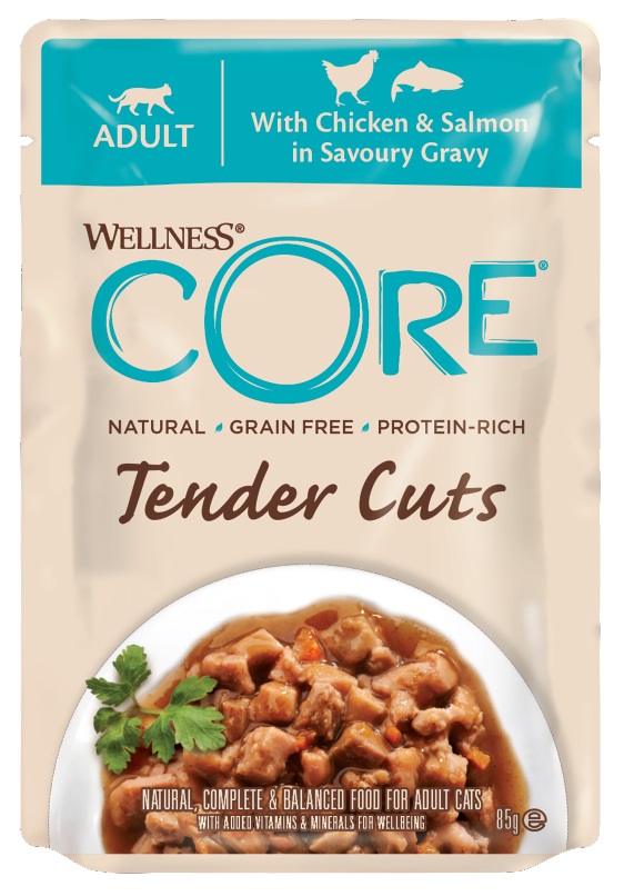 Wellness CORE Tender Cuts with Chicken & Salmon in Savoury Gravy 85 g