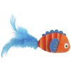 Huhubamboo hračka pro kočky - barevná rybička s peřím