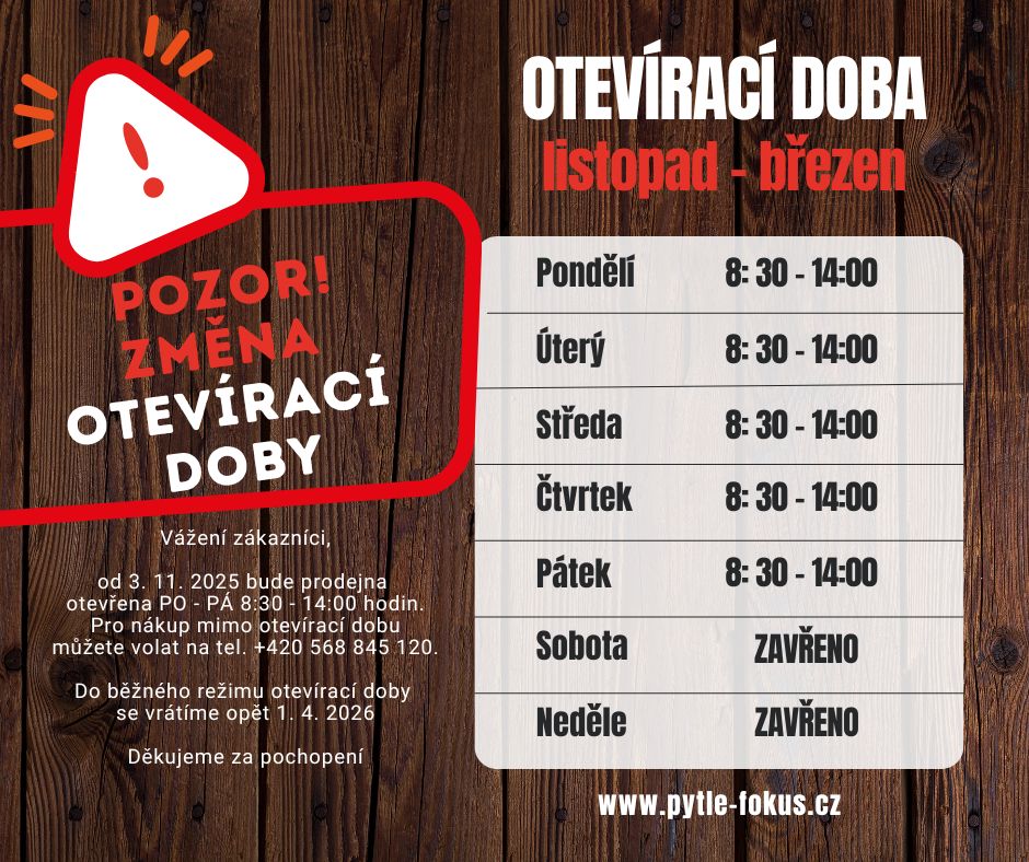 Změna otevírací doby prodejny