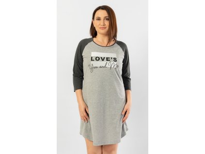 Dámská noční košile s tříčtvrtečním rukávem You and me (Barva tmavě šedá, Velikost 1XL)