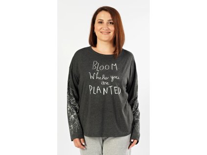 Dámské pyžamo dlouhé Berenika (Barva tmavě šedá, Velikost 1XL)