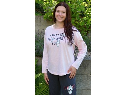 Dámské pyžamo dlouhé Veronika (Barva světle lososová, Velikost XL)