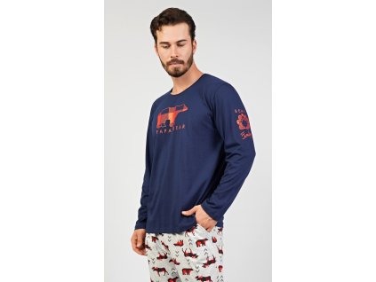 Pánské pyžamo dlouhé Papa bear (Barva tmavě modrá, Velikost M)