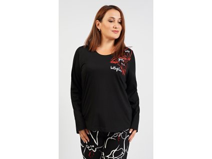 Dámské pyžamo dlouhé Butterfly (Barva černá, Velikost 1XL)