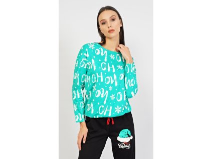 Dámské pyžamo dlouhé Santa (Barva zelená, Velikost XL)