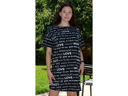 Dámská noční košile s krátkým rukávem Amore (Barva černá, Velikost S)