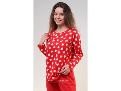 Dámské pyžamo dlouhé Amore mio (Barva červená, Velikost XL)