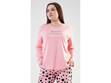 Dámské pyžamo dlouhé Simona (Barva šedá, Velikost 3XL)