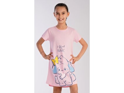 Dětská noční košile s krátkým rukávem Slon (Barva světle lososová, Velikost 13 - 14)