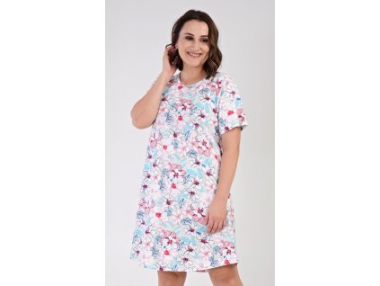 Dámská noční košile s krátkým rukávem Elen (Barva lososová, Velikost 1XL)