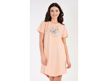 Dámské domácí šaty s krátkým rukávem Garden (Barva meruňková, Velikost S)