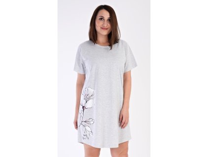 Dámská noční košile s krátkým rukávem Nicol (Barva světle šedá, Velikost 1XL)