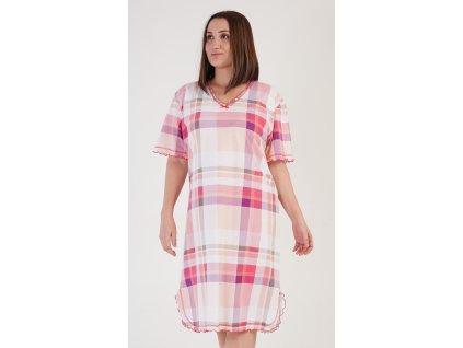 Dámská noční košile s krátkým rukávem Catherine (Barva lososová, Velikost 1XL)