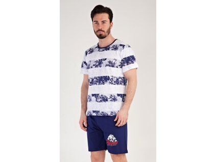 Pánské pyžamo šortky Hawaii (Barva tmavě modrá, Velikost M)