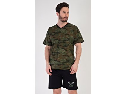Pánské pyžamo šortky Air forces (Barva khaki, Velikost M)