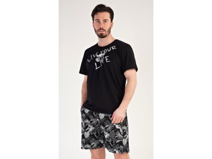 Pánské pyžamo šortky Live your life (Barva černá, Velikost M)