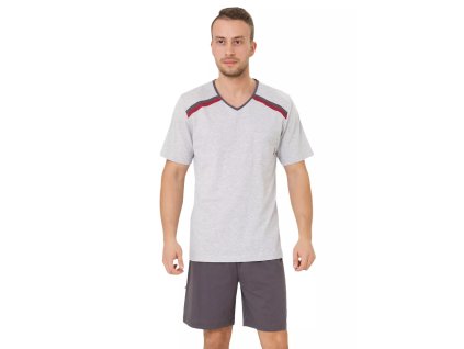 Pánské pyžamo Olo Big 327/02 HOTBERG (Velikost 3XL, Barva šedá světlá)