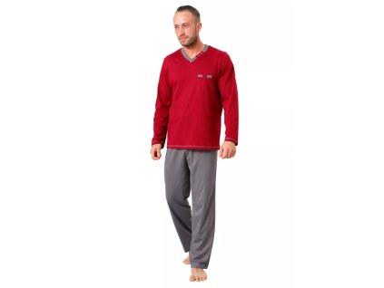 Pánské pyžamo Mateo 815/01 HOTBERG (Velikost M, Barva bordo (vínová))