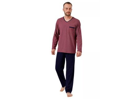 Pánské pyžamo Carl 995/01 HOTBERG (Velikost M, Barva bordo (vínová))