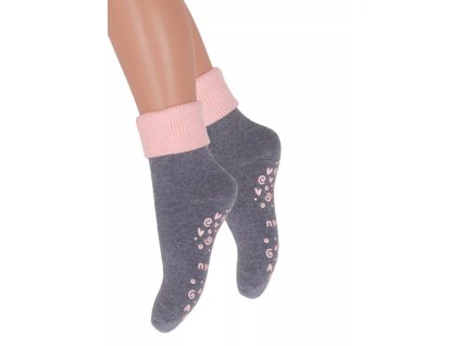 Dívčí froté ponožky 155/016 STEVEN (Velikost 20/22, Barva šedá melír)