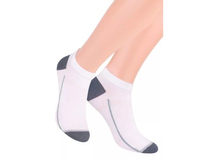 Chlapecké kotníkové ponožky 101/1 STEVEN (Velikost 38/40, Barva bílá-grafit)
