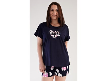 Dámské pyžamo šortky Jana (Barva tmavě modrá, Velikost 4XL)