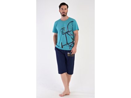 Pánské pyžamo bermudy Dominik (Barva mentolová, Velikost XL)