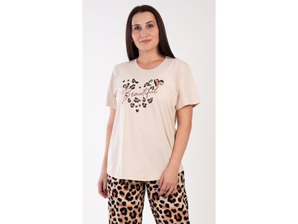 Dámské pyžamo kapri Beautiful (Barva béžová, Velikost 4XL)