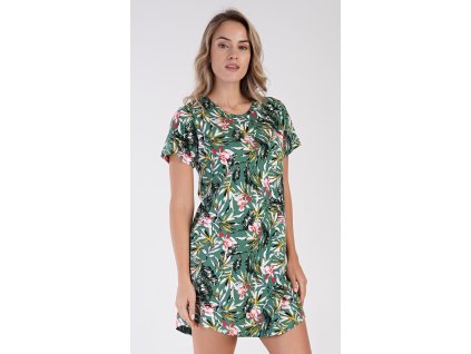 Dámská noční košile s krátkým rukávem Michaela (Barva smaragdová, Velikost M)