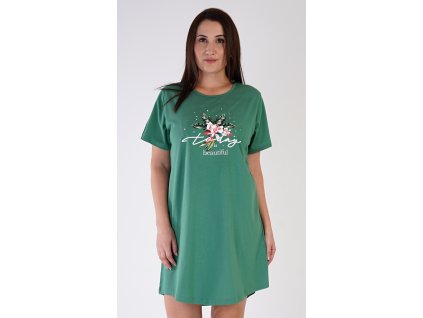 Dámská noční košile s krátkým rukávem Today is bautiful (Barva smaragdová, Velikost 1XL)